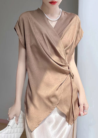 New Coffee Original Design Silk Shirt Short Sleeve