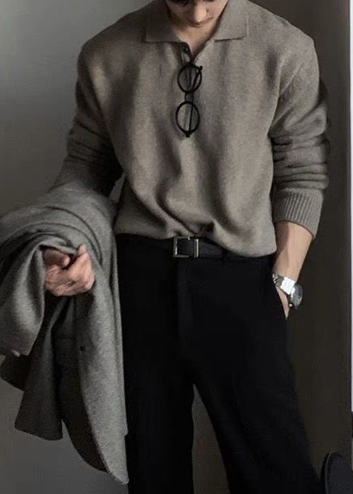 New Coffee Peter Pan Collar Button Knit Sweaters Spring