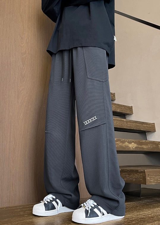 New Coffee Pockets Elastic Waist Warm Fleece Pants Spring