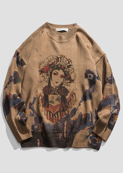 New Coffee Print Cozy Knit Sweaters Spring