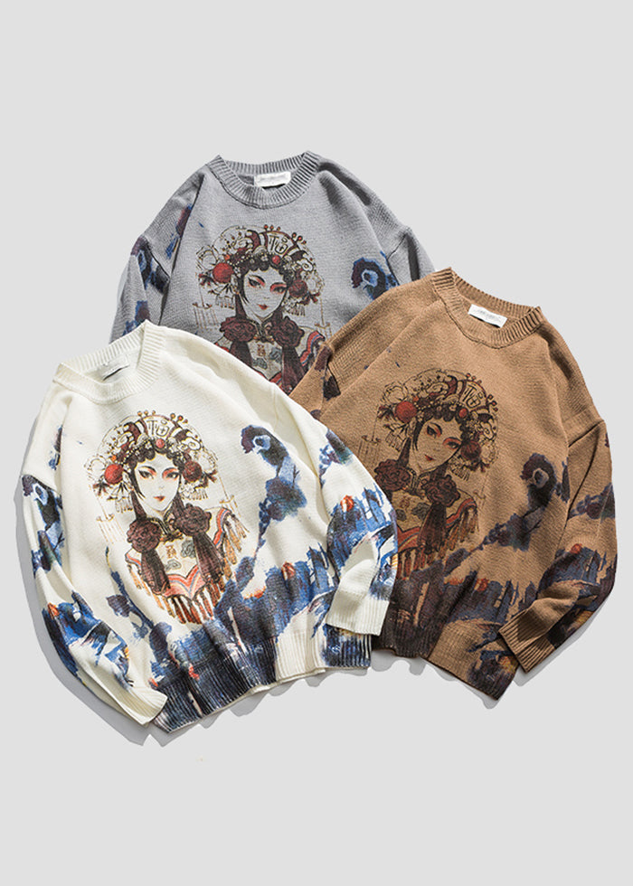 New Coffee Print Cozy Knit Sweaters Spring