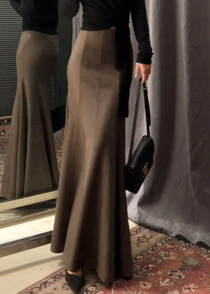 New Coffee High Waist Cotton Skirt Spring