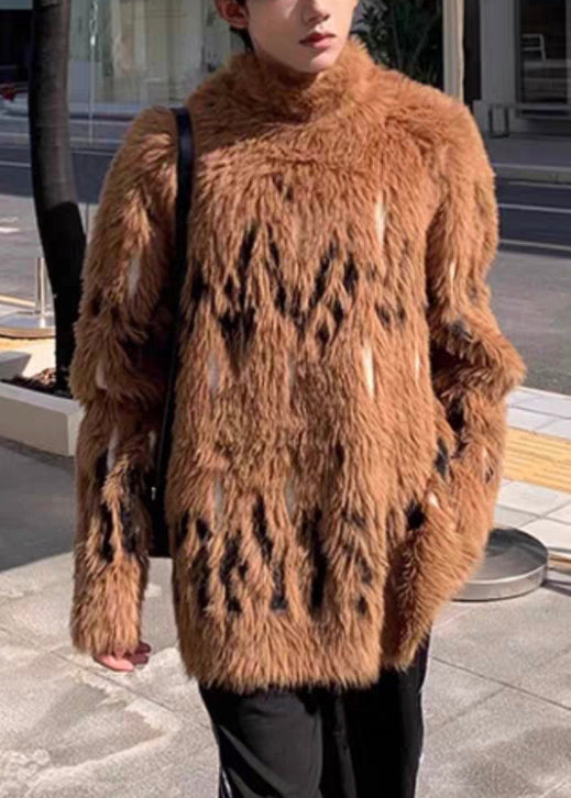 New Coffee Turtleneck Thick Mink Velvet Sweaters Winter