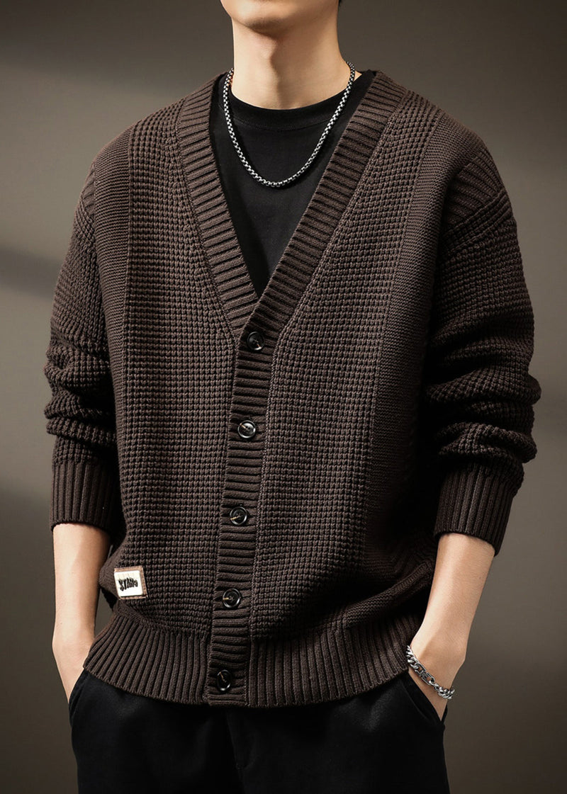New Coffee V Neck Button Knit Cardigans Spring