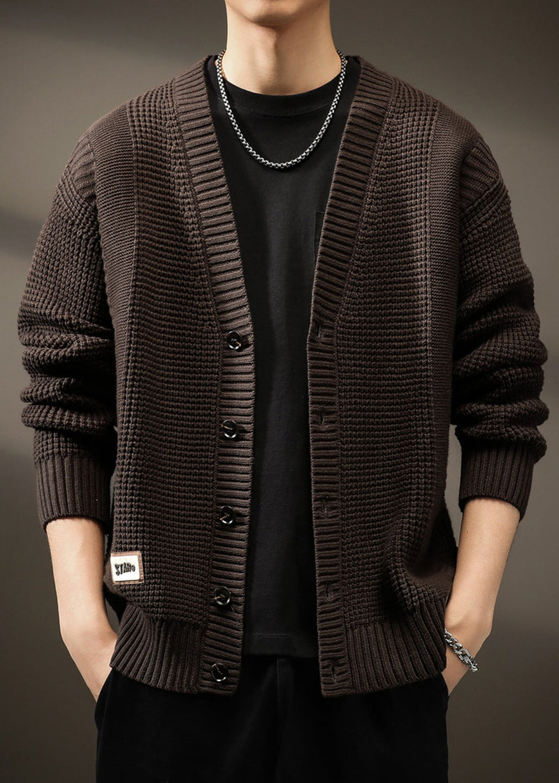 New Coffee V Neck Button Knit Cardigans Spring