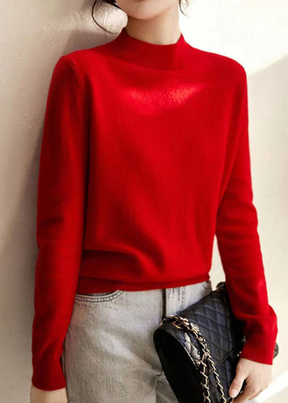 New Camel Stand Collar Woolen Knit Pullover Fall