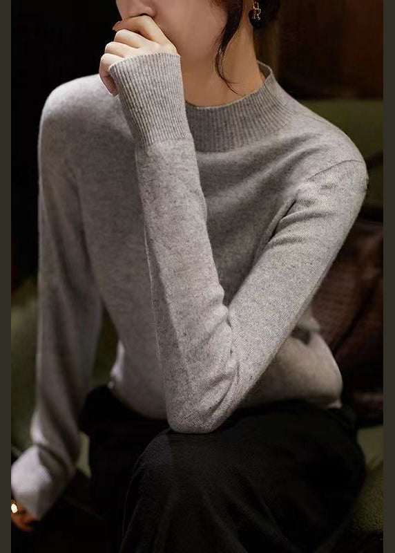 New Camel Stand Collar Woolen Knit Pullover Fall