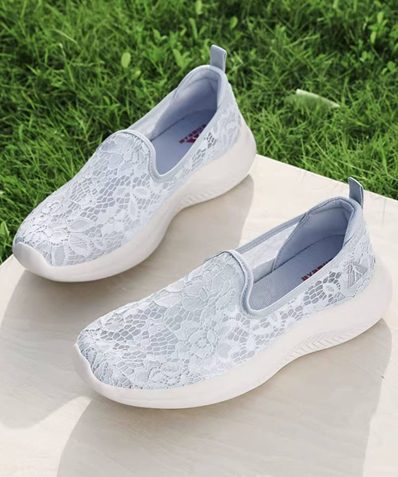 New Flat Feet Shoes Grey Lace Breathable Mesh