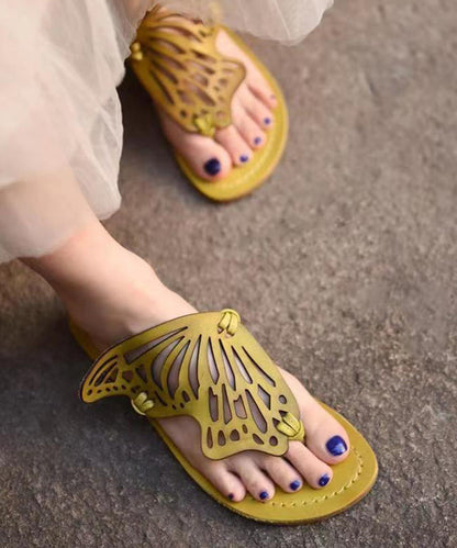 New French Flip Flops With Flat Bottoms Hollowed Out Butterfly Slippers Soolinen Shoes-20251