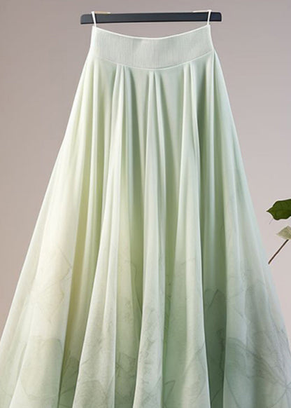 New Green Asymmetrical High Waist Tulle Skirts Summer