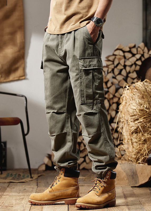 New Green Pockets Original Design Cotton Pants Spring