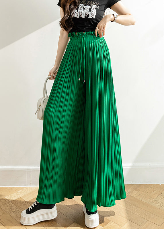 New Green Ruffled Chiffon Crop Pants Summer