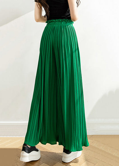 New Green Ruffled Chiffon Crop Pants Summer