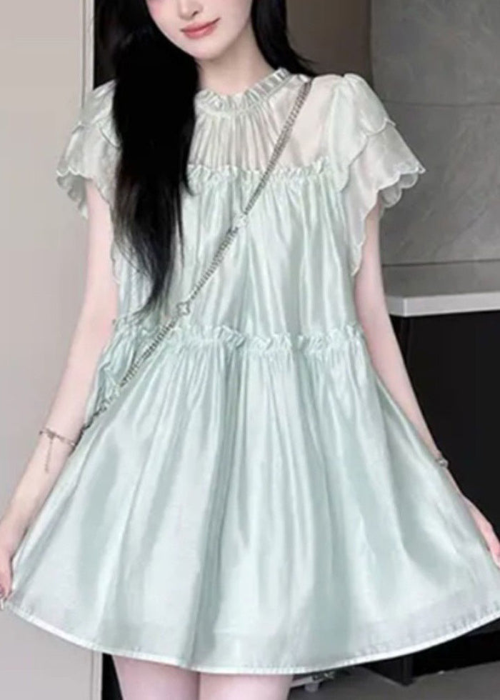 New Green Ruffled Tops and Shorts Two Pieces Set Summer