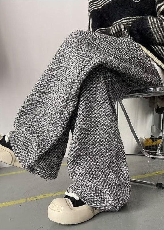 New Grey Oversized Woolen Pants Spring