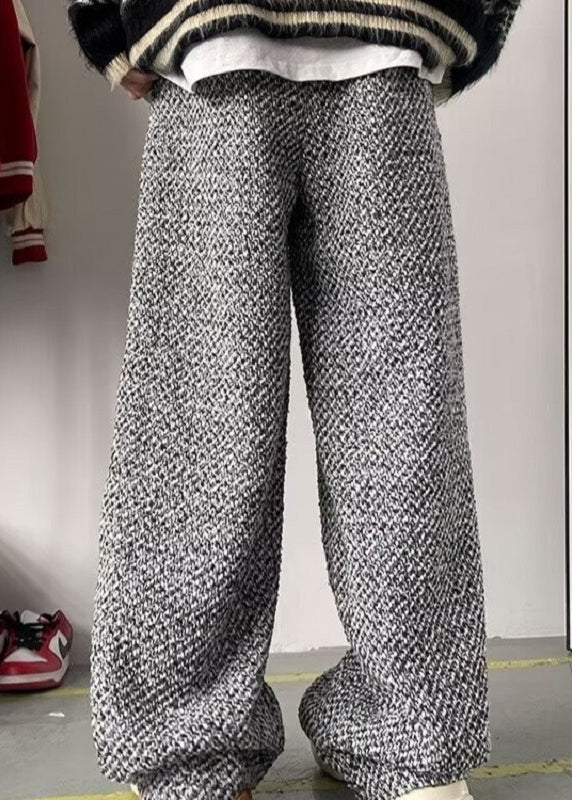 New Grey Oversized Woolen Pants Spring