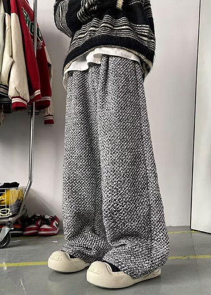 New Grey Oversized Woolen Pants Spring