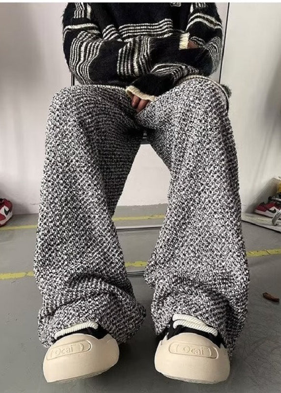 New Grey Oversized Woolen Pants Spring