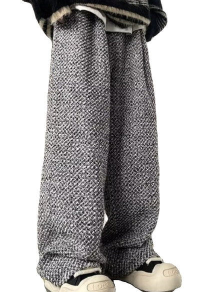 New Grey Oversized Woolen Pants Spring
