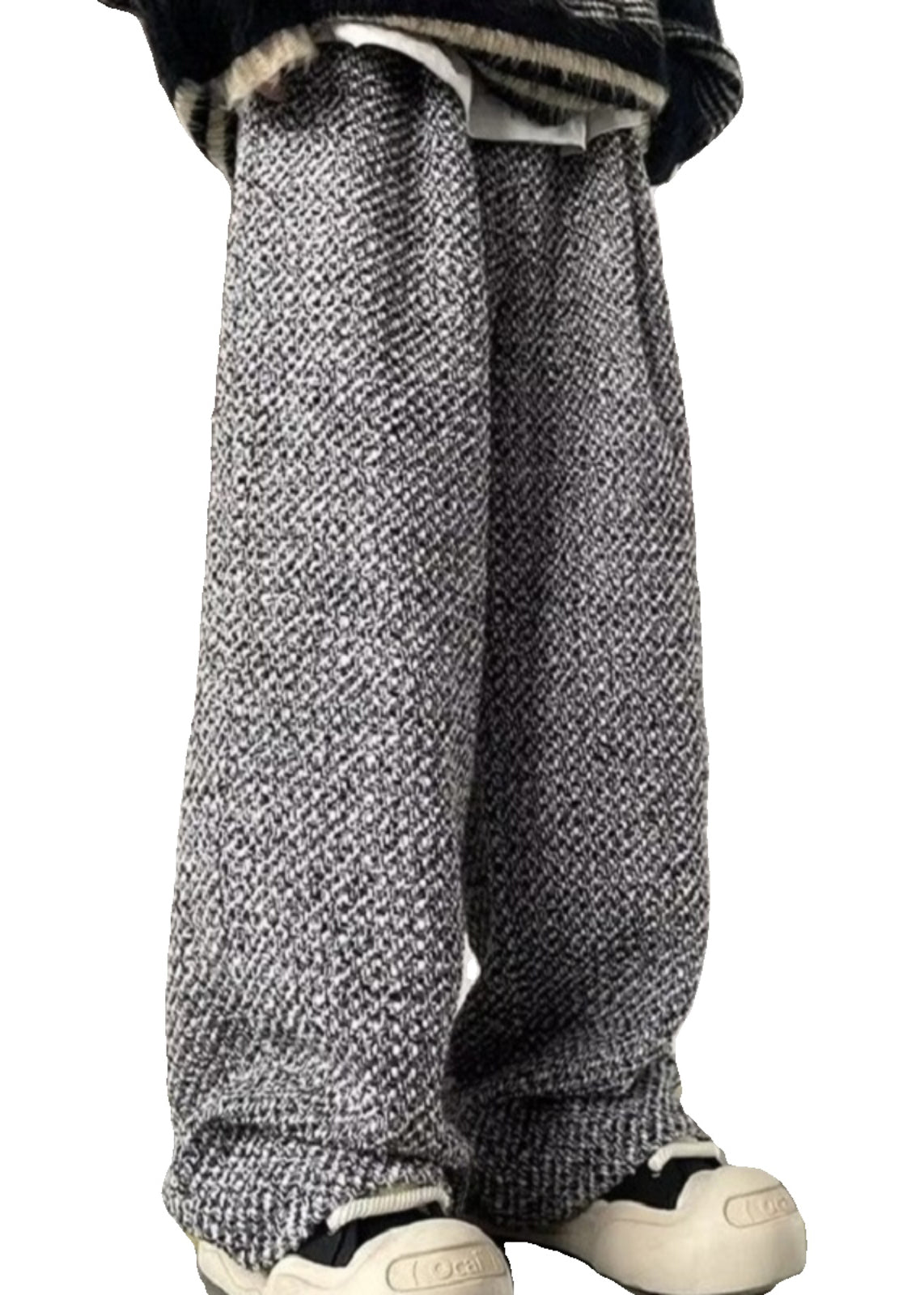 New Grey Oversized Woolen Pants Spring
