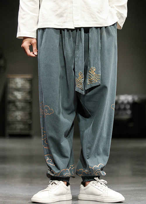 New Grey Pockets High Waist Cotton Fall Pants