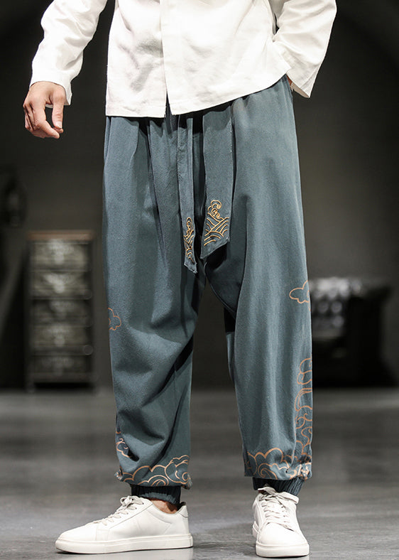 New Grey Pockets High Waist Cotton Fall Pants
