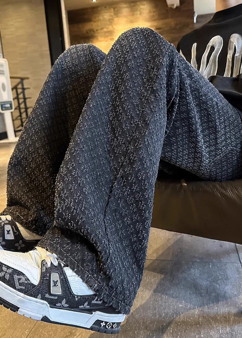 New Jacquard Blue Pockets Denim Pants Summer