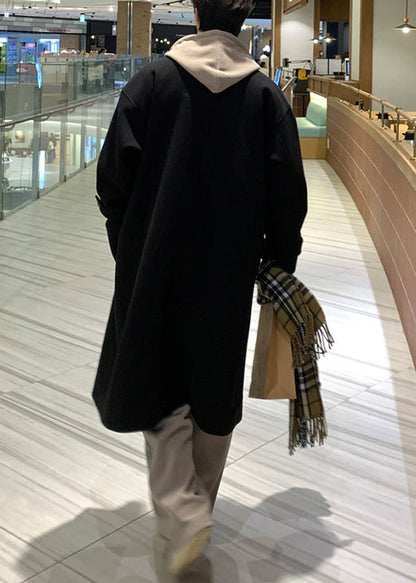New Khaki Peter Pan Collar Button Pockets Woolen Coat Winter