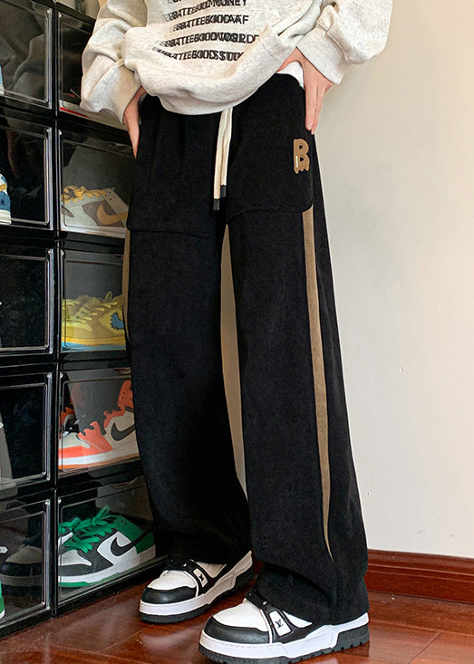 New Khaki Pockets Patchwork Warm Fleece Pants Spring
