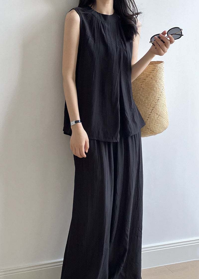 New Khaki Tops and Pants Cotton Two Pieces Set Summer