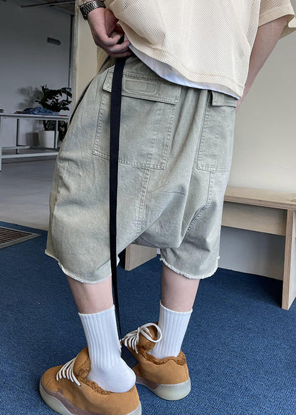New Light Blue Pockets Elastic Waist Denim Shorts Summer