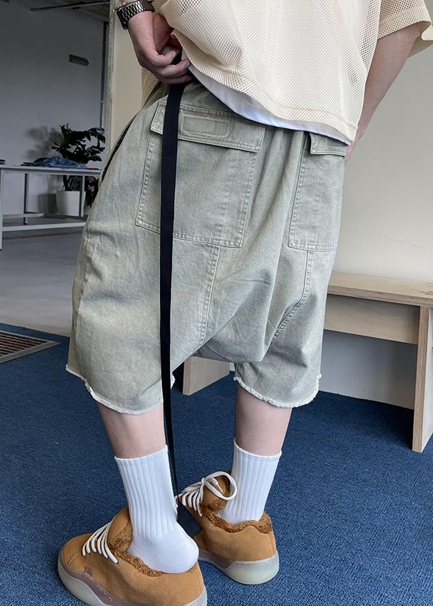 New Light Blue Pockets Elastic Waist Denim Shorts Summer