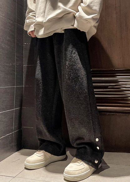 New Light Khaki Button Pockets Woolen Pants Spring