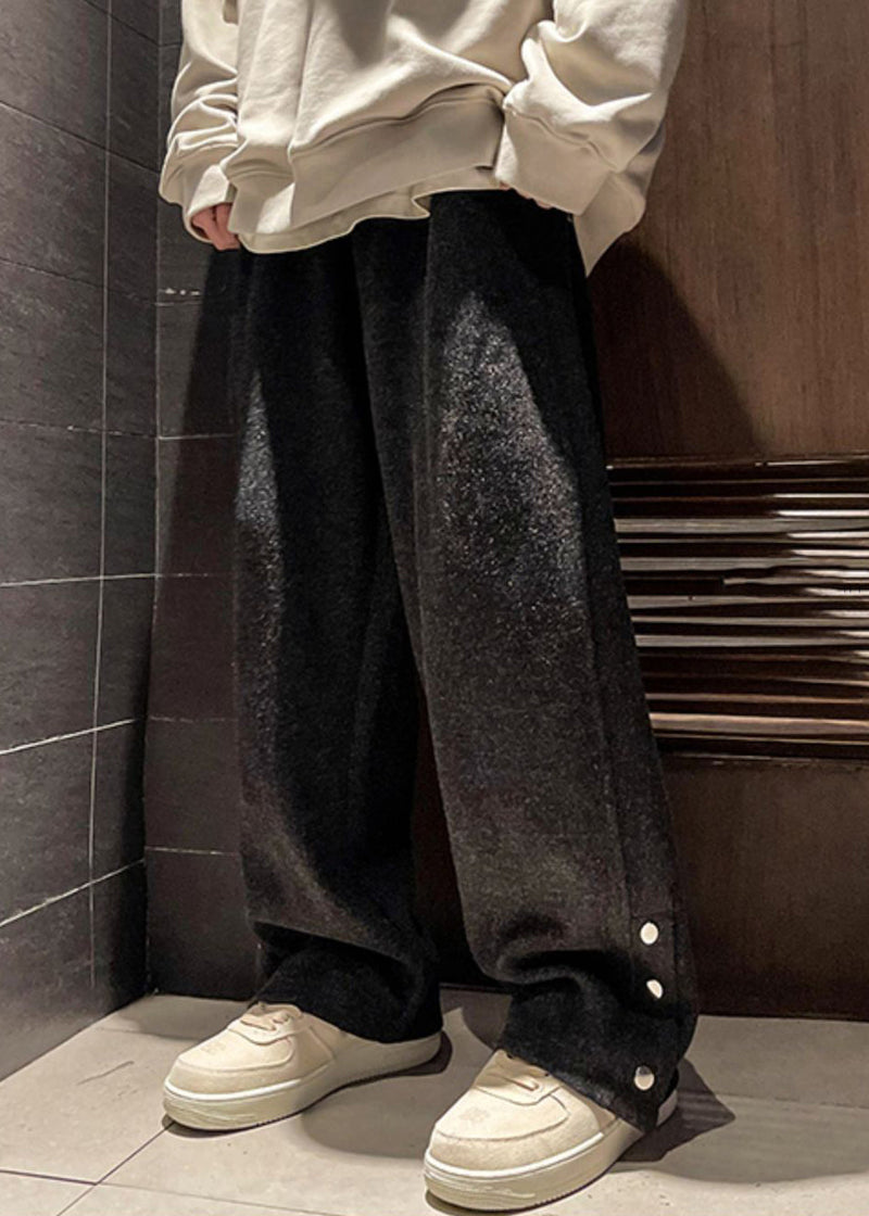 New Light Khaki Button Pockets Woolen Pants Spring