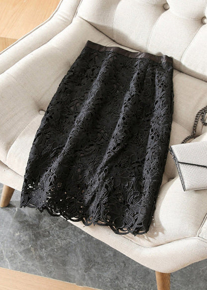 New Light Pink Hollow Out Lace High Waisted Skirts Summer