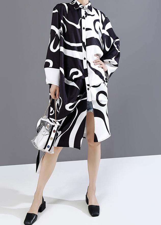 New Long Sleeve Black and White Woman Autumn Unique Shirt Dress
