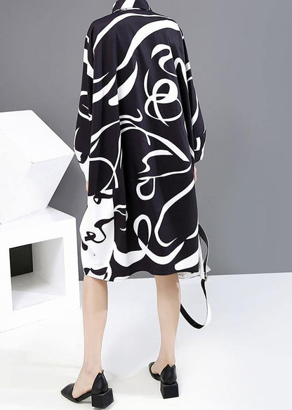 New Long Sleeve Black and White Woman Autumn Unique Shirt Dress