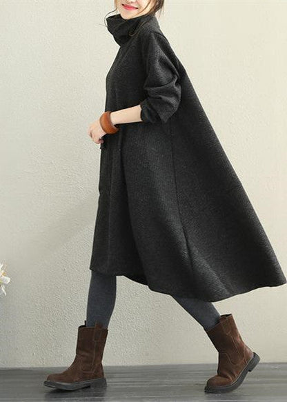 New Loose Black High Neck Base Dresses Clothes