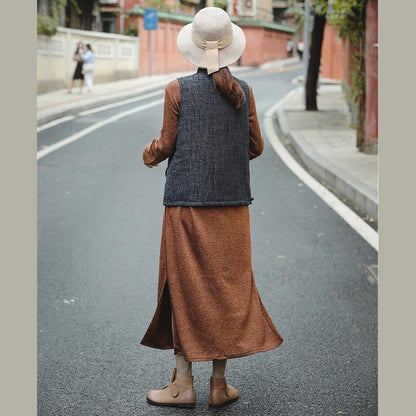 New Loose Brown Knitted Maxi Dresses Clothes