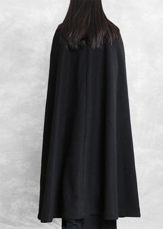 New Loose Fitting Long Coat Winter Jackets Black Multiple Wearing Methods Woolen Coats