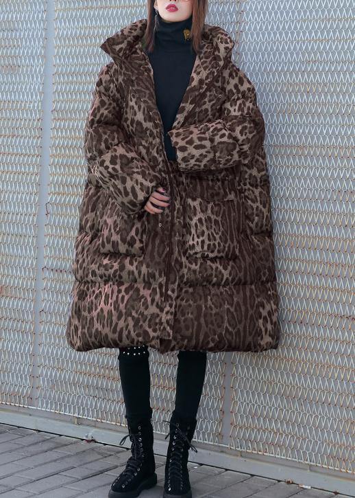 New Loose Fitting Snow Jackets Thick Coats Leopard Hooded Parkas