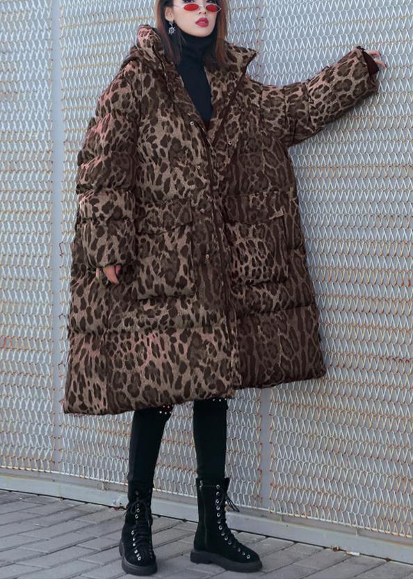 New Loose Fitting Snow Jackets Thick Coats Leopard Hooded Parkas