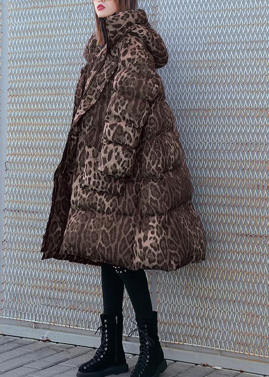 New Loose Fitting Snow Jackets Thick Coats Leopard Hooded Parkas