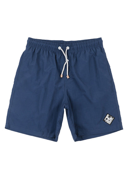 New Navy Pockets Elastic Waist Cotton Shorts Summer
