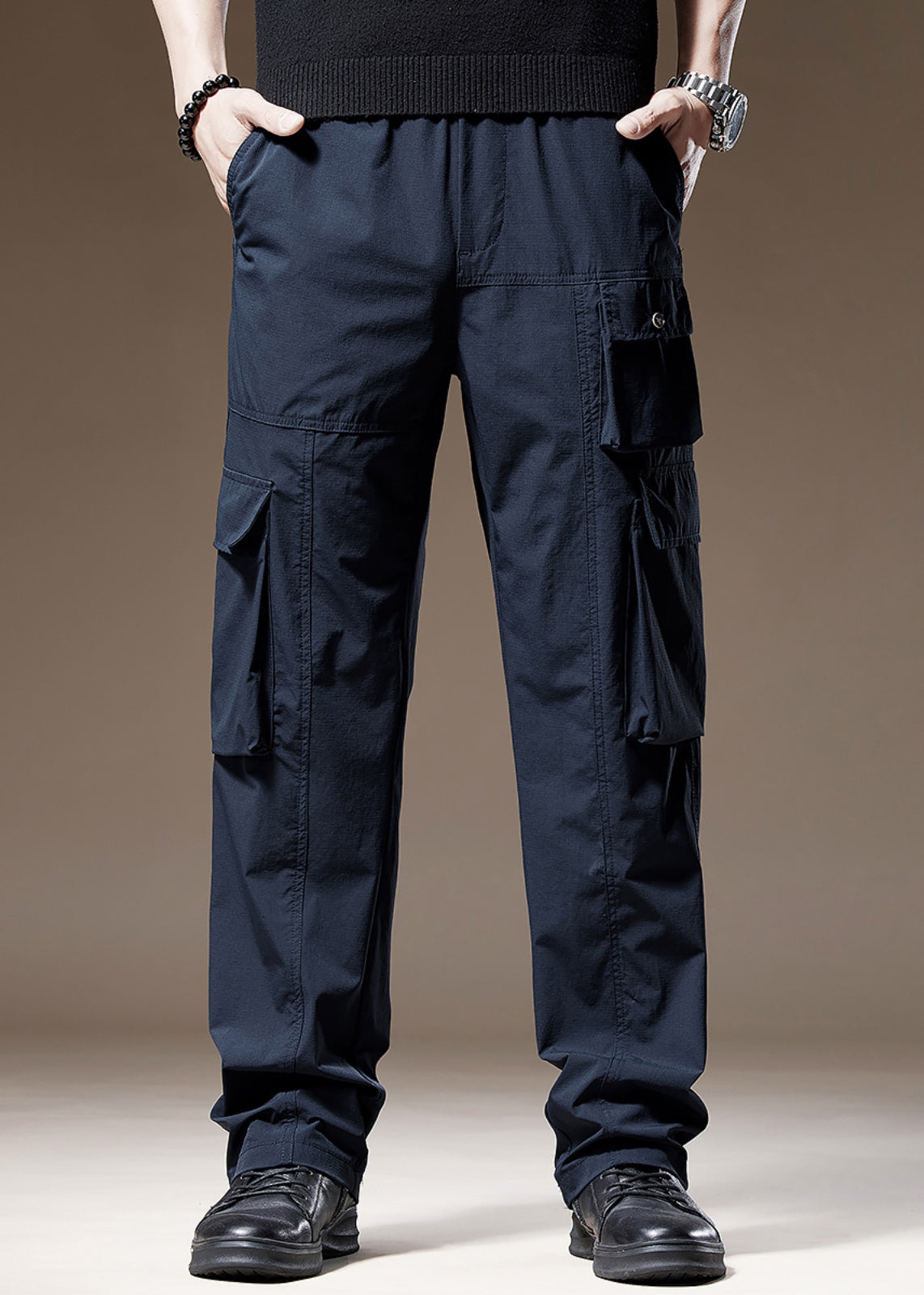 New Navy Pockets Cotton Pants Spring
