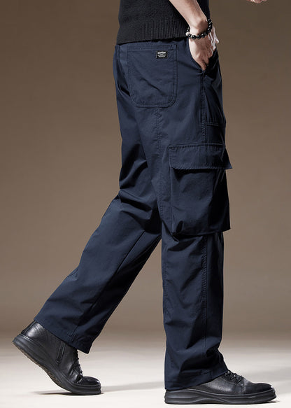 New Navy Pockets Cotton Pants Spring