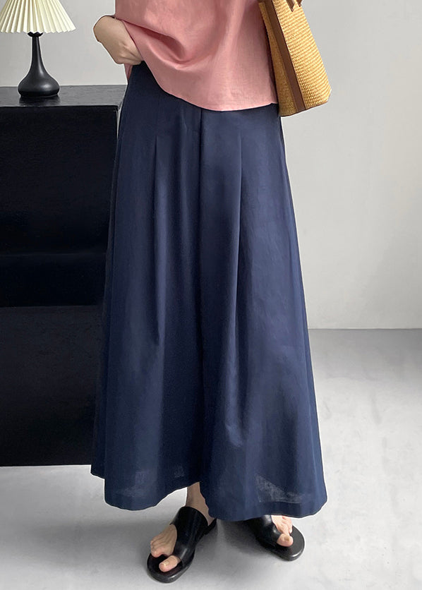 New Orange Pockets Cotton Wide Leg Pants Summer