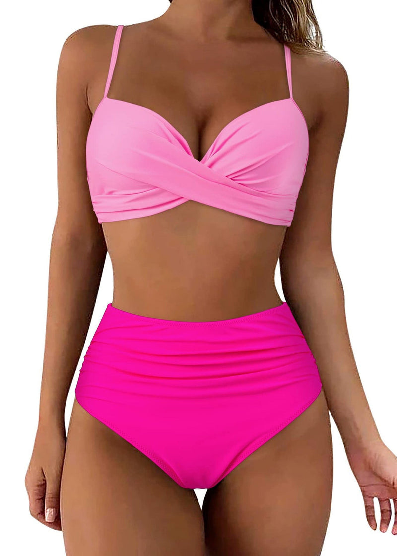 New Pink Body High Waisted Bikini Swimwear Set