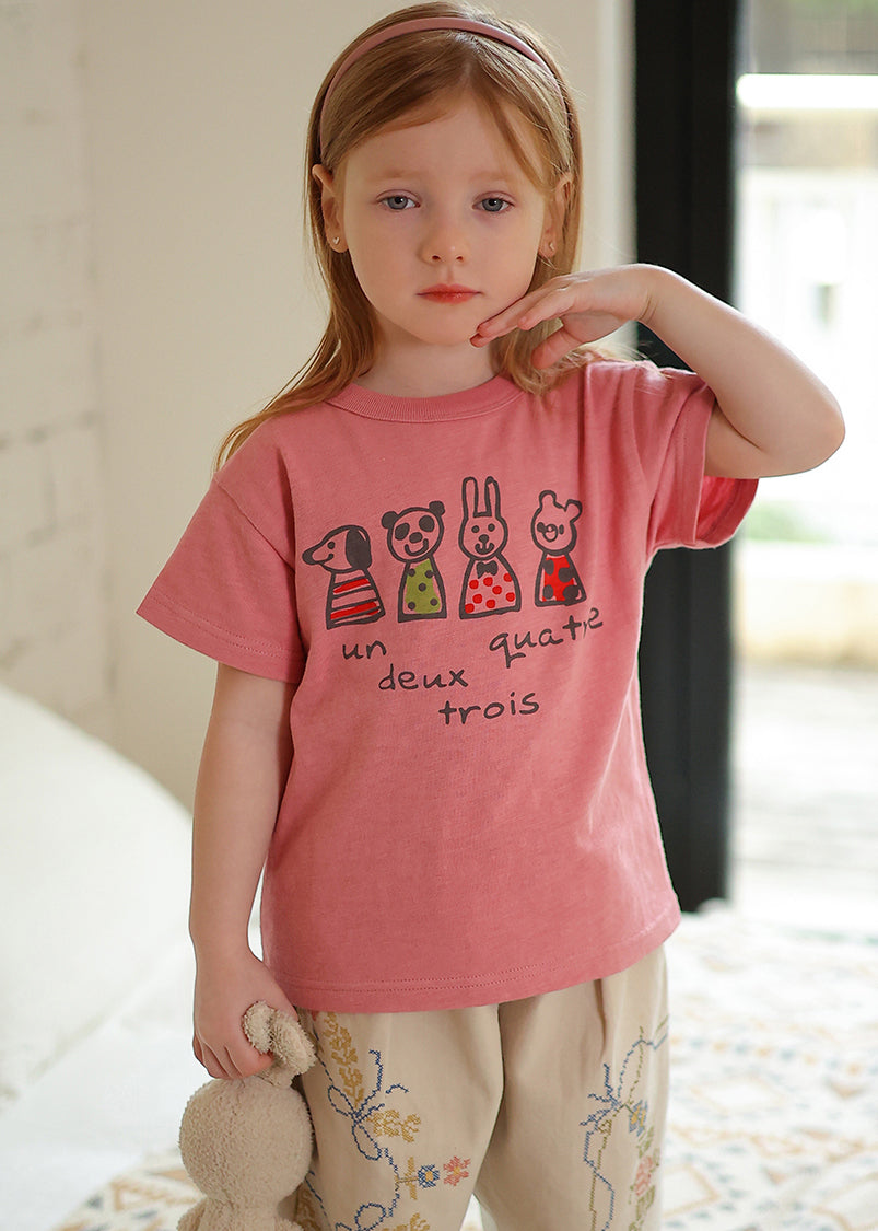 New Pink O-neck Kids T Shirt Short Sleeve