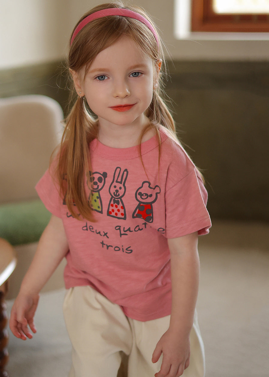 New Pink O-neck Kids T Shirt Short Sleeve